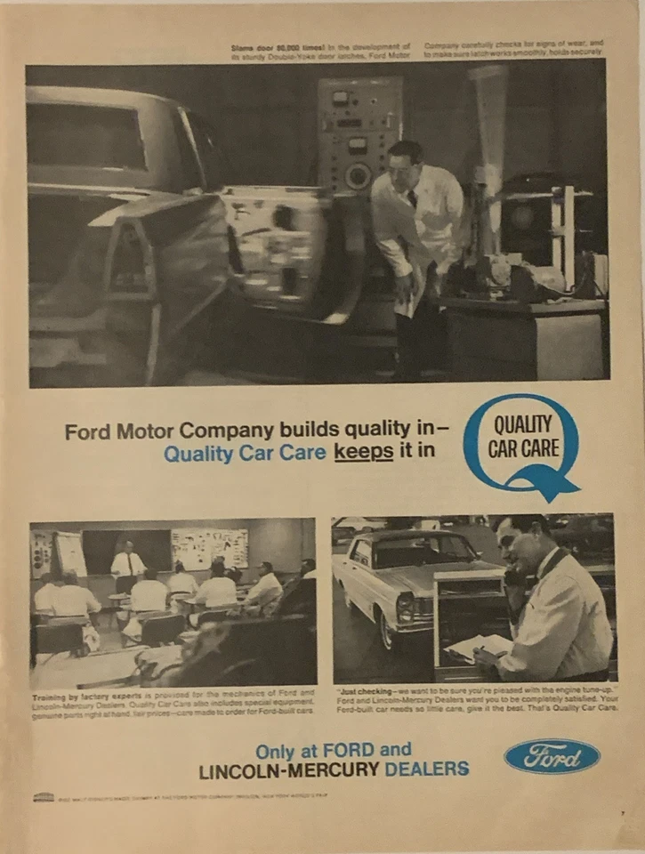 Ford Motor Co 1965 calidad cuidado del automóvil anuncio impreso seguridad/piezas/servicio de colección años 60 Foto 1 de 4