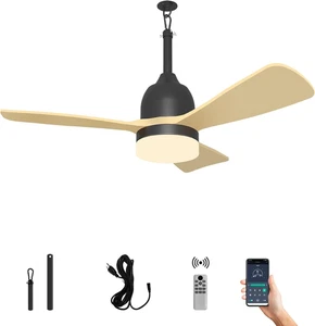 Outdoor Ceiling Fans with Lights Dimmable with Remote Control APP Dual Control, - Picture 1 of 8