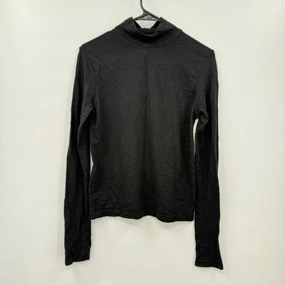Athleta Black Long Sleeve Mock Neck Top Women's Size M Wool Blend Activewear - Image 1 of 4