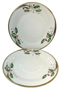 2 Lenox China Holiday Nouveau Gold Rim Dinner Plates 6221501 USA 10 5/8" - Picture 1 of 6