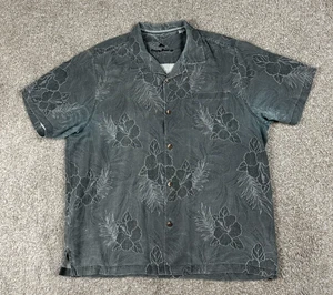 Tommy Bahama Hemd Herren XL grau geblümt Hawaii Knopfleiste Kurzarm Seide - Bild 1 von 9