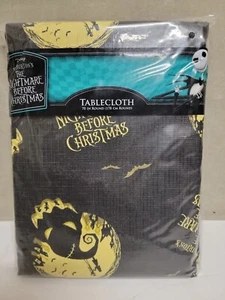 Disney Nightmare Before Christmas Tablecloth 70" Round Black Yellow Oogie Boogie - Picture 1 of 2