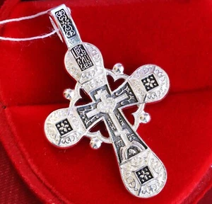 Árbol de la Vida Ruso Ortodoxo Cuerpo Oración Cruz Colgante Plata 925. Auténtico - Imagen 1 de 3