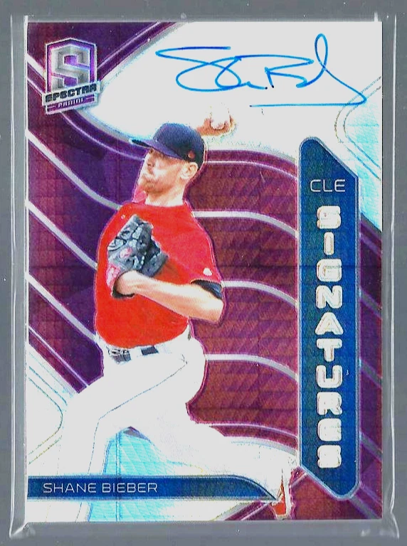 SHANE BIEBER   2021 Panini Spectra  SPECTRA SIGNATURES NEON PINK  /10  Guardians - Image 1 of 2