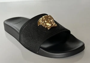 Versace Gold Medusa Head Slides Sandals Black 8 US (38 Euro) Italy NIB $450 - Picture 1 of 12