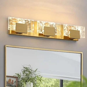 Luce LED Vanità Bagno: 24 Pollici Acrilico Spazzolato Illuminazione Moderna 3 Luci Oro - Foto 1 di 7