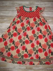 Matilda Jane Girls 8 Make Believe Glad Tidings Dress Red Floral Print Cats - Picture 1 of 5
