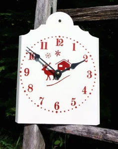 PENDULE émail Chiffres & déco Montagne Bordeaux HORLOGE émaillée made in France - Picture 1 of 1