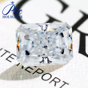 Radiant Moissanite Crushed Ice Cut Loose Stone White D Color VVS1 W. Certificate - Picture 1 of 16