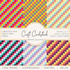 Mulitcolour Tile Patterned Arts & Crafts Card Making Journaling 300gsm Cardstock - Picture 1 of 10