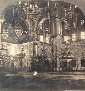 MOSCHEE VON MOHAMMED ALI INNENRAUM KAIRO ÄGYPTEN 1899 Stereoview Keystone - Bild 1 von 2