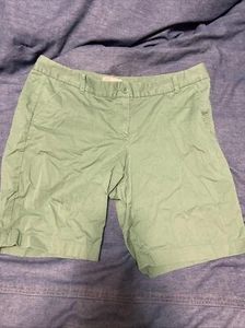 J. Crew Bermuda Green Cotton Flat Front Shorts 12 - Picture 1 of 7