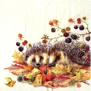 Papierservietten Igel Obst Herbst. Servietten Igel Herbstfrüchte - Bild 1 von 1