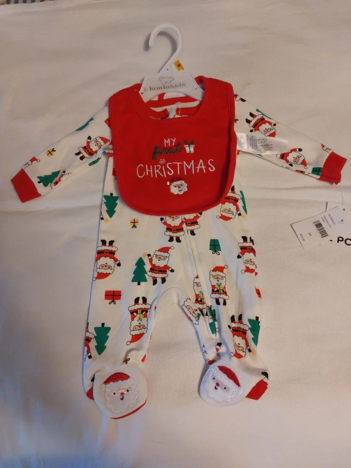 Koala Kids "My First Christmas"  Bodysuit & Bib Set  Newborn NEW w/tags - Image 1 of 4