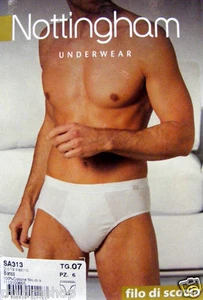 SLIP UOMO NOTTINGHAM FILO DI SCOZIA BIANCO 6 PEZZI M L XL XXL XXXL - SA313 - Picture 1 of 2