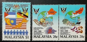 MALAYSIA 1988 25TH ANNIV. OF INDEPENDENCE OF SABAH & SARAWAK SG 398 - 400 MNH - Picture 1 of 2