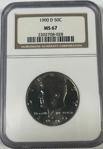 1990-D Kennedy Half Dollar NGC MS 67 - Picture 1 of 4