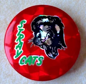Vintage 1980's The Stray Cats Metallic 1 inch Prism Pinback Button Brian Setzer - Picture 1 of 4