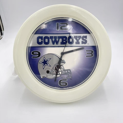 Vintage NFL Dallas Cowboys Wall Clock 90s Spartus Round White 1994 Works Cover