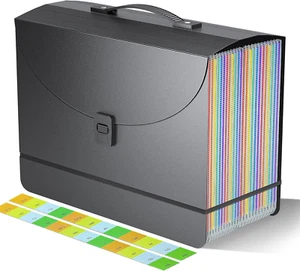 25 Pockets Expanding File Folders,Accordion File Organizer,Portable Filing Box w - Picture 1 of 12