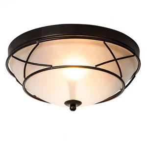 Black Classic Dome Ceiling Light Flush Mount2light Bronze Lighting Fixtures Fros - Picture 1 of 9