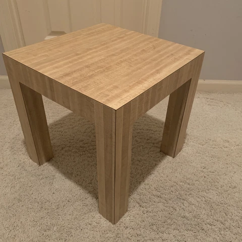 VTG MODERN 1970-80s Butcher Block Laminate Parsons Style Accent Table Cover