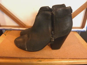 RAG&BONE DISTRESSED BLACK LEATHER ANKLE BOOTS       WOMENS SZ. EU 39      NWOB - Picture 1 of 5