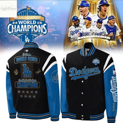Dodgers 2025 World Series Champions Celebrate The Victory Baseball Jacket - Image 1 of 2