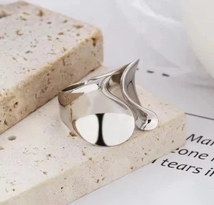 Chunky Hammered Silver Ring For Women Sterling Silver Brutalist Punk Grunge Sz 7 - Picture 1 of 12