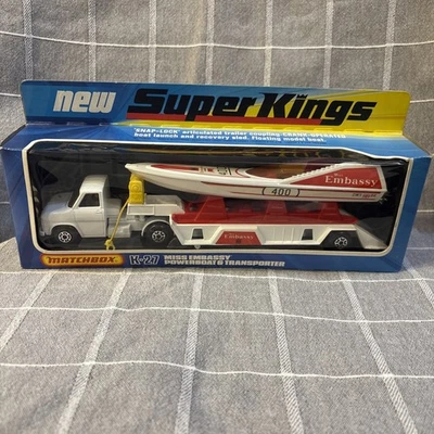 Matchbox Super Kings K-27 Miss Embassy Powerboat & Transporter, NIB, NRFB - Image 1 of 4
