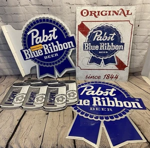 Letrero de cerveza Pabst cinta azul lote de 4 PBR estaño metal brida ¡Bonito! - Imagen 1 de 20