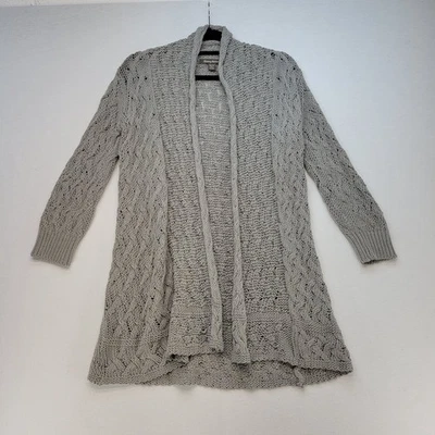 Tommy Bahama Cardigan Womens XS Gray Linen Cotton Chunky Cable Knit Wicked - Image 1 of 4