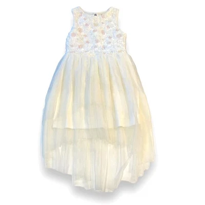 Vestido Formal Rosa y Violeta Niñas Lentejuelas y Tul Blanco Dobladillo Alto Bajo Talla 10 Foto 1 de 4