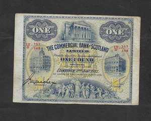 COMMERCIAL BANK OF SCOTLAND LTD £1 1912 EARLY DATE EDINBURGH PS323a - Picture 1 of 2