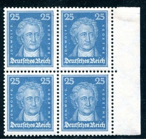 GERMANY 1926 393 ** MNH FLAWLESS IN BLOCK OF FOUR + margin GOETHE (N1646 - Picture 1 of 2