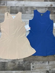 Athleta Girl Lot of 2 Size L 12 Navy Blue Tan School Day Dresses Uniforms NEW - Picture 1 of 15