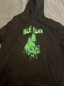 Billie Eilish Hooded Sweatshirt Unisex Sz Small Black Pullover - Picture 1 of 3