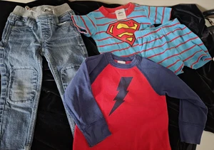 Lot of 3 Hanna Anderson Boys sz 3T 90cm Super hero pj's+ Henley+DS Jeans - Picture 1 of 13