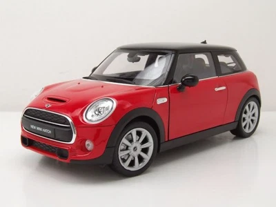 BMW Mini Cooper Hatch 2014 Nero Rosso Modellino Auto 1:18 Welly - Immagine 1 di 4