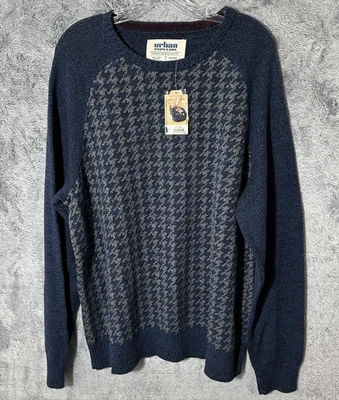 Urban Outfitters Men's XXXL Cotton Blend Raglan Crewneck Sweater Navy Marled NEW - Image 1 of 4