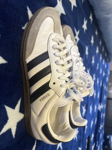 Adidas Samba Classic Sneakers Leather Soccer Shoes White Black Size 8.5 - Picture 1 of 12