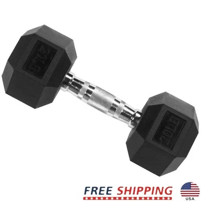 Hex Dumbbell 20lb Rubber Encased Anti-Slip Grip Strength Training Fitness New - Image 1 of 4