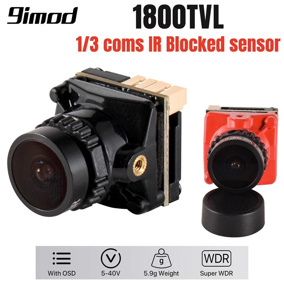 FPV-Kamera 1800TVL 5MP 5-40V OSD 1/3 Coms IR Blocked​ Sensor für RC Racing Drone - Bild 1 von 4