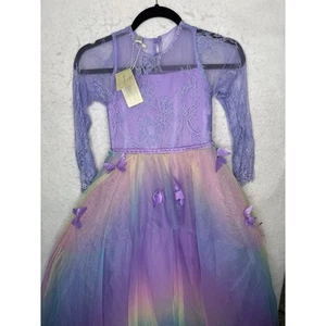 Trish Scully Dress Girls 8 Purple Butterfly Mariposa Gown WaterColors NEW$200 - Picture 1 of 16