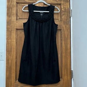 Lane Bryant Women’s Sleeveless Dress Top Sz 14 Crinkly Black Braided Neck - Picture 1 of 8