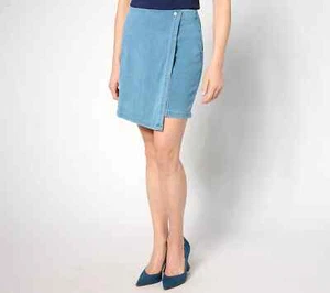 Denim & Co. Cómoda falda de aire tejida con detalles de costura-Lt Wash-Pequeña-NUEVA-A636653 - Imagen 1 de 2