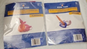 NEW 2 Inflatable Ring Toss Games Flamingo & Unicorn with 4 Inflatable Rings - Picture 1 of 1