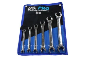 US Pro 6pc Metric 6 point Flare Nut Wrench Set Brake Pipe Spanners 8-24mm B2046 - Picture 1 of 4