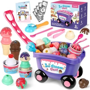Ice Cream Cart Toy, Ice Cream Shop Playset for Kids, Grocery Store Pretend Pl... - Picture 1 of 7