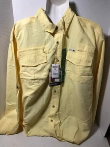 DAKOTA GRIZZLY Yellow Nylon Outdoor Hiking Button Down Shirt Mens Size XL - Picture 1 of 3